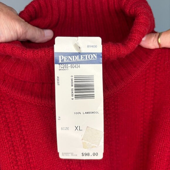 PENDLETON NEW Turtleneck Sweater Womens XL Lambswool Red Long Sleeve Cable Knit - Picture 5 of 6